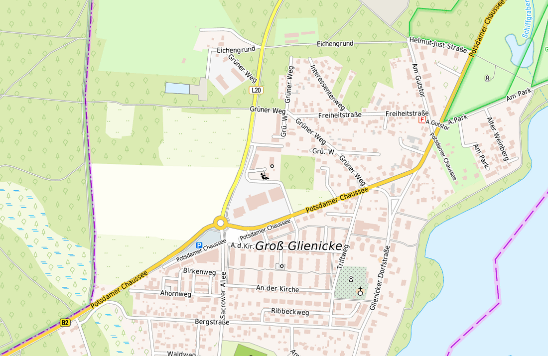 Nahbereich der Potsdamer Chaussee in Groß Glienicke